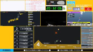 【緊急地震速報（予報）】トカラ列島近海　最大震度4