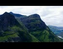 aerial drone shot of the three sisters in glen coe