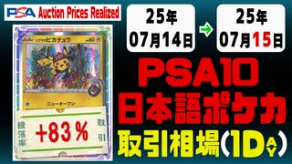 ポケカ【PSA10(日本語)】平均取引相場《110枚/1日》｜07月14日～07月15日 ＜200円以上騰落＞
