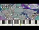 【Awakening Harmony】『キミとアイドルプリキュア♪』簡単ピアノ 初心者向け 初級 ゆっくり練習用『キュアズキューン＆キュアキッス』"キミプリ" 挿入歌 easy piano
