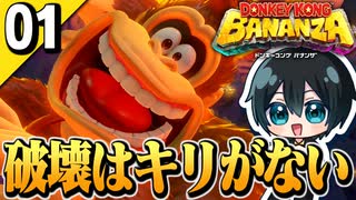 §【#01】とにかく破壊！26年ぶりの3Dドンキー！『ドンキーコングバナンザ』【実況】