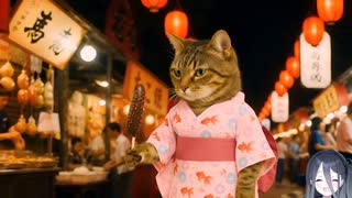 ホモと見る夏祭りを楽しんでしまう猫