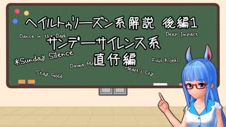 【VOICEROID解説】ヘイルトゥリーズン系解説　後編１　サンデーサイレンス系直仔編【競馬】