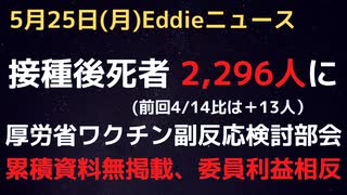 厚生労働省　予防接種ワクチン副反応検討部会　本日開催　コロワク接種後に亡くなったのは2,296人（＋13人）に　フルワクでも死亡報告　百日せきジフテリア破傷風混合でも乳児死3例あり