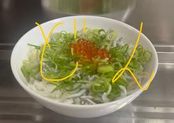 海鮮丼　シラス　ネギ　イクラ　ライス　料理