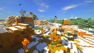 【作業用BGM】Minecraft｜雪国の村と焚き火の音｜環境音 ゲームBGM