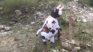 白黒の牛スーツ 組み立て＆野外ダンス完全記録□