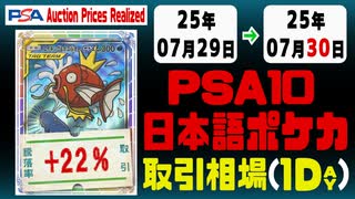 ポケカ【PSA10(日本語)】平均取引相場《48枚/1日》｜07月29日～07月30日 ＜100円以上騰落＞