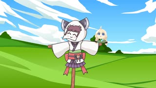 風に揺られるきりたん案山子
