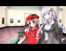 美術館で誰かと待ち合わせをするあかりちゃんとついなちゃん