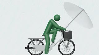 大雨の日に自転車の片手運転は超危険！