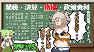 市場大幅下落　関税・決算・指標イベント多数も何が要因？【ずんだもん】【市況】
