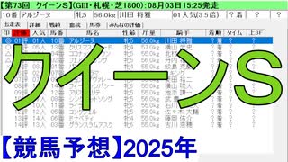 【競馬予想】2025「クイーンS(GⅢ)」
