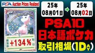 ポケカ【PSA10(日本語)】平均取引相場《84枚/1日》｜08月01日～08月02日 ＜20円以上騰落＞