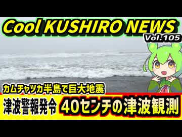 【津波警報　釧路港で40センチ観測】Cool　KUSHIRO　NEWS　Vo.105【釧路ニュースVOICEVOXずんだもん解説】