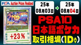 ポケカ【PSA10(日本語)】平均取引相場《99枚/1日》｜08月03日～08月04日 ＜20円以上騰落＞