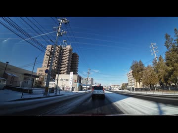 国道4号線箱堤交差点立体化を見に行くドライブ　5　箱堤交差から戻る　銀杏町交差点　マツダ２車載　2025　0208