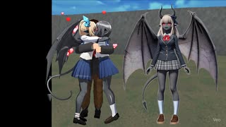 リビングスタチュー娘とハグをする男