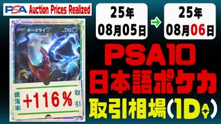 ポケカ【PSA10(日本語)】平均取引相場《90枚/1日》｜08月05日～08月06日 ＜20円以上騰落＞