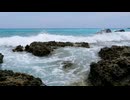 sea waves crashing against the rocks