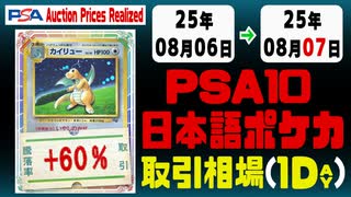 ポケカ【PSA10(日本語)】平均取引相場《130枚/1日》｜08月06日～08月07日 ＜200円以上騰落＞