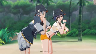 【ゼンレスゾーンゼロMMD】 リンとアキラの水着コスチュームで『V』