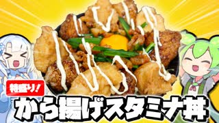 【ずんだもん料理】元気回復！特盛り唐揚げスタミナ丼を作ってみたのだ！【VOICEVOX実況】（おまけの歌あり♪）