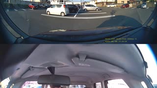 駐車場内なのに後ろを見ないで左から右に移動する婦人