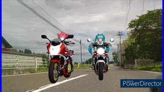 MMD、テト、ミク、計2人とバイク2台で、汚れた英雄とF１のテーマ曲