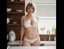 【生成AI】AIパツキン女性にキッチンで手を振らせてみた動画