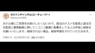 【概要参照】カツドンチャンネル　削除した誕生日関連動画＆アーカイブ配布