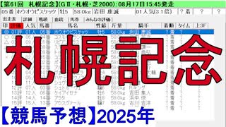 【競馬予想】2025「札幌記念(GⅡ)」