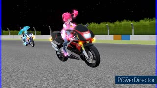 MMD、テト、ミク、バイク、2台で、F１のテーマ曲と他１曲