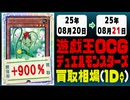 遊戯王 買取相場《171枚/1日》｜08月20日～08月21日 ＜100円以上騰落＞ #遊戯王OCG #DOOMOFDIMENSIONS #デュエリストアドバンス #黒魔導HERO御巫
