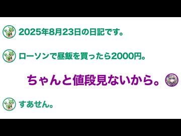 【日記】ローソンで昼飯を買ったら2000円【6日目】