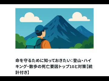 命を守るために知っておきたい：登山・ハイキング・散歩の死亡要因トップ10と対策【統計付き】