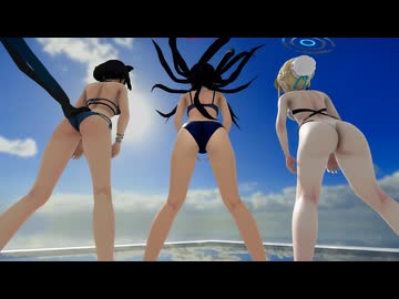 【MMDブルアカ】トキ、イチカ、キキョウで Mamma Mia【夏の水着大会】