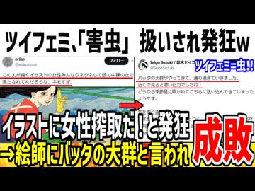 【悲報】絵師に発狂したフェミ、本人から「虫」扱いされ発狂してしまうwww