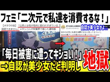 ツイフェミ「アニメ絵の広告で私達を消費するの辞めろ！」→自認が二次元の美少女だと発覚し手遅れな模様www