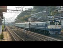 【5502F 大場出場甲種輸送】EF65形2086号機＋伊豆箱根鉄道5000系5502編成が国府津駅を通過するシーン