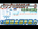 【パワプロ2025】12球団全選手能力データver.1.12【パワフルプロ野球2024-2025 9/25パワプロアプデ】