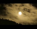 Full Moon Shining Through Clouds Over Forest