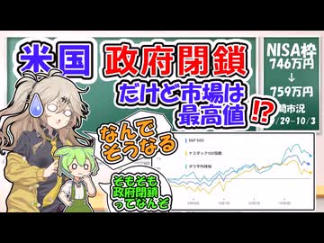 政府閉鎖も市場は好調、最高値更新‼　そもそも政府閉鎖ってなにさ【ずんだもん解説】【市況】