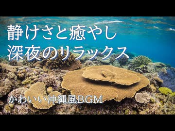 【真夜中リラックスBGM】 睡眠前のかわいい音楽　キラキラ沖縄風 「珊瑚礁の夜」【15分ループ】