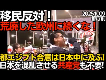 都庁前デモ10/9 移民政策反対！都のエジプト合意は日本中に及ぶ。イスラムモスクは国内に240以上にも増えた。現在アキバなどにも建設中！20251009