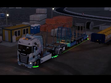 ETS2　神マップMODの日本で録画テスト　(鉄パイプを配送するだけ)