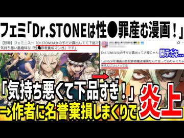 フェミ「Dr.STONEは性犯●者を産む漫画！気持ち悪い！」→ライン越えの発言で人生詰んでしまう...