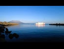 ある日の桜島（その４４４）＜垂水フェリーの「第十二おおすみ」は夕日に照らされている絵が良いあと午後５時の防災行政無線「夕焼け小焼け」＞