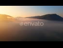 4K Sun is rising above clouds until the horizon