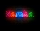Samba symbol neon on brick wall loop